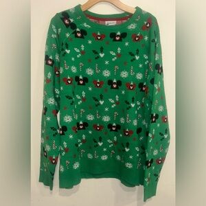 Disney Parks Ugly Christmas Sweater Mickey Mouse Holiday Ears Candy Cane Snow XL
